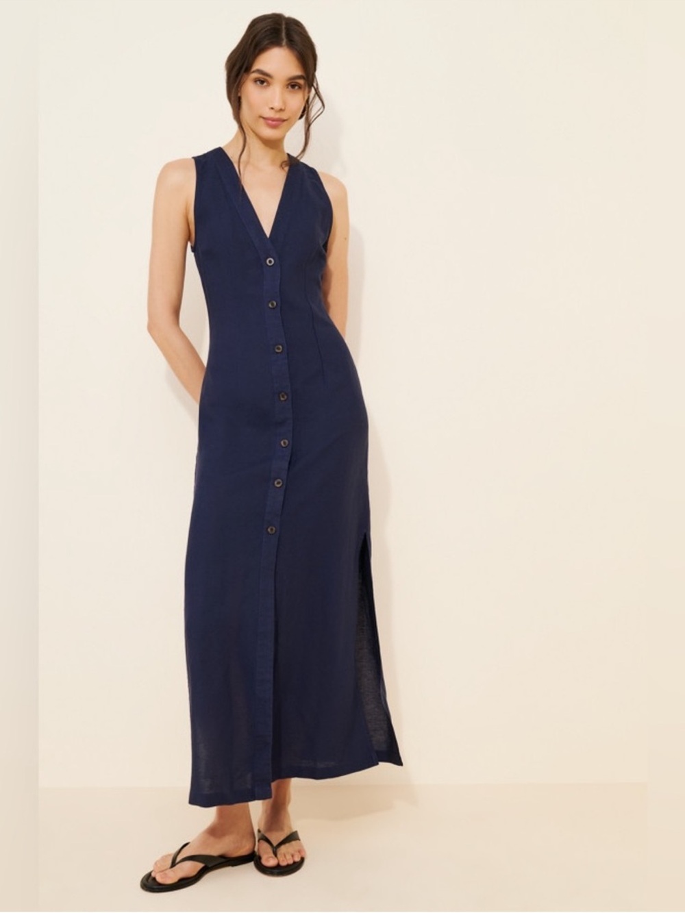 Onia Air Linen Button Down Midi Dress XS